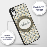 Stylish Black Gold Floral Tile Motif Seamless Custom Name Protective Phone Case Mobile Cover Durable Everyday Smartphone Shock Resistant