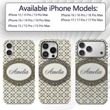 Stylish Black Gold Floral Tile Motif Seamless Custom Name Protective Phone Case Mobile Cover Durable Everyday Smartphone Shock Resistant