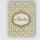 Personalised Name Orange Teal Geometric Custom  Modern Room Accent Elegant Feature Canvas Wall Art Print Decor Picture Ready to Hang
