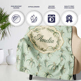 Vintage Hanging Air Plants Botanical Seamless Pattern Lovely  Personalised Custom Name Super Soft Fleece Blanket Bed Sofa Throw