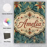 Personalised Name Elegant Tropical Lily Custom  Unique Gift Idea Modern Room Accent Canvas Wall Art Print Decor Picture Ready to Hang