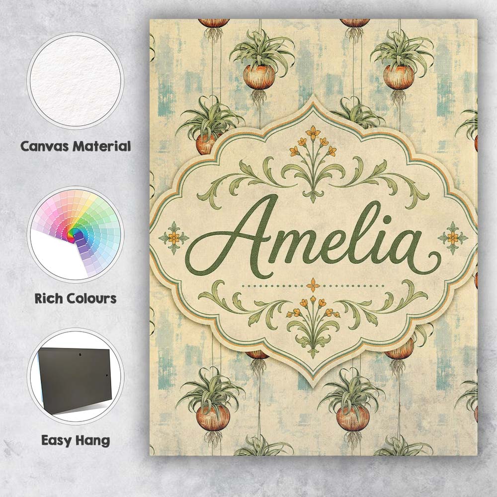 Personalised Name Rustic Hanging Plant Pots Custom  Bespoke Interior Contemporary Canvas Wall Art Print Decor Picture Ready to Hang