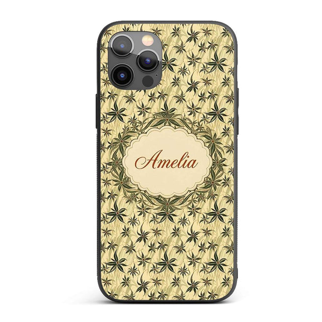 Delicate Beige Floral Star Vine Seamless Pattern Custom Name Protective Phone Case Mobile Cover Durable Everyday Smartphone Shock Resistant