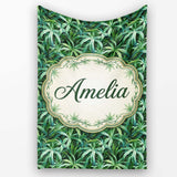 Soft Sage Botanical Leaves Minimal Seamless Pattern Cute Unique Gift  Personalised Custom Name Super Soft Fleece Blanket Bed Sofa Throw