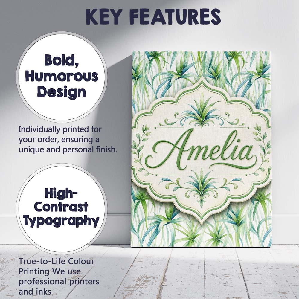Personalised Name Fresh Tropical Spider Custom  Modern Room Accent Elegant Feature Canvas Wall Art Print Decor Picture Ready to Hang