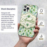 Fresh Tropical Spider Plant Foliage Seamless Custom Name Protective Phone Case Mobile Cover Durable Everyday Smartphone Shock Resistant