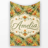 Vibrant Tropical Lily Floral Garden Seamless Pattern Design Lovely  Personalised Custom Name Super Soft Fleece Blanket Bed Sofa Throw
