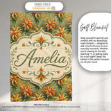 Vibrant Tropical Lily Floral Garden Seamless Pattern Design Lovely  Personalised Custom Name Super Soft Fleece Blanket Bed Sofa Throw
