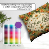 Custom Name Vibrant Tropical Lily Floral Garden Seamless Pattern Square Filled Cushion Throw Pillow Sofa Bed Home Decor Zip Washable UK Made