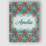 Personalised Name Bold Red Floral Starburst Custom  Bespoke Interior Contemporary Canvas Wall Art Print Decor Picture Ready to Hang