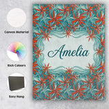 Personalised Name Bold Red Floral Starburst Custom  Bespoke Interior Contemporary Canvas Wall Art Print Decor Picture Ready to Hang