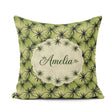 Custom Name Dark Green Spiky Leaf Seamless Pattern Design Lovely Square Filled Cushion Throw Pillow Sofa Bed Home Decor Zip Washable UK Made