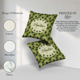 Custom Name Dark Green Spiky Leaf Seamless Pattern Design Lovely Square Filled Cushion Throw Pillow Sofa Bed Home Decor Zip Washable UK Made