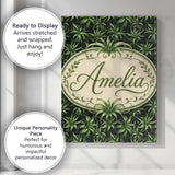 Personalised Name Dark Green Spider Plant Custom  Unique Gift Idea Elegant Feature Canvas Wall Art Print Decor Picture Ready to Hang