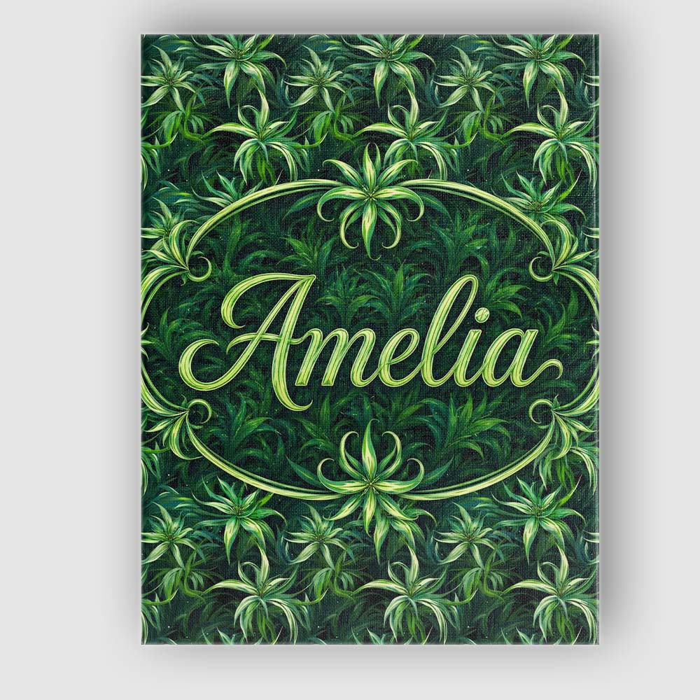 Personalised Name Lush Tropical Green Custom Modern Room Accent Creative Decorator Style Canvas Wall Art Print Decor Picture Ready to Hang