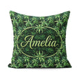 Custom Name Lush Tropical Green Foliage Botanical Jungle Pattern Square Filled Cushion Throw Pillow Sofa Bed Home Decor Zip Washable UK Made