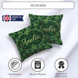 Custom Name Lush Tropical Green Foliage Botanical Jungle Pattern Square Filled Cushion Throw Pillow Sofa Bed Home Decor Zip Washable UK Made