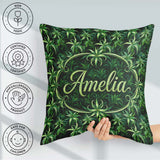 Custom Name Lush Tropical Green Foliage Botanical Jungle Pattern Square Filled Cushion Throw Pillow Sofa Bed Home Decor Zip Washable UK Made