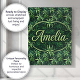 Personalised Name Lush Tropical Green Custom Modern Room Accent Creative Decorator Style Canvas Wall Art Print Decor Picture Ready to Hang