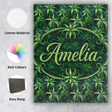 Personalised Name Lush Tropical Green Custom Modern Room Accent Creative Decorator Style Canvas Wall Art Print Decor Picture Ready to Hang