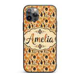 Earthy Tribal Ethnic Abstract Symbols Seamless Custom Name Protective Phone Case Mobile Cover Durable Everyday Smartphone Shock Resistant