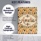 Personalised Name Earthy Tribal Ethnic Custom  Modern Room Accent Elegant Feature Canvas Wall Art Print Decor Picture Ready to Hang
