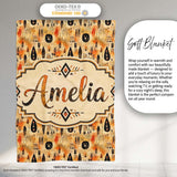 Earthy Tribal Ethnic Abstract Symbols Seamless Pattern Design Lovely  Personalised Custom Name Super Soft Fleece Blanket Bed Sofa Throw