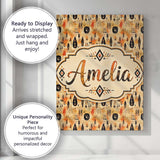 Personalised Name Earthy Tribal Ethnic Custom  Modern Room Accent Elegant Feature Canvas Wall Art Print Decor Picture Ready to Hang