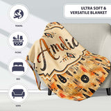 Earthy Tribal Ethnic Abstract Symbols Seamless Pattern Design Lovely  Personalised Custom Name Super Soft Fleece Blanket Bed Sofa Throw