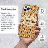 Earthy Tribal Ethnic Abstract Symbols Seamless Custom Name Protective Phone Case Mobile Cover Durable Everyday Smartphone Shock Resistant