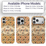 Earthy Tribal Ethnic Abstract Symbols Seamless Custom Name Protective Phone Case Mobile Cover Durable Everyday Smartphone Shock Resistant