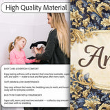 Blue Gold Baroque Floral Seamless Pattern Luxury Vintage Ornamental  Personalised Custom Name Super Soft Fleece Blanket Bed Sofa Throw