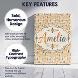 Personalised Name Abstract Tribal Symbols Custom  Unique Gift Idea Elegant Feature Canvas Wall Art Print Decor Picture Ready to Hang