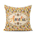 Custom Name Bold Abstract Shapes Orange Century Seamless Pattern Square Filled Cushion Throw Pillow Sofa Bed Home Decor Zip Washable UK Made