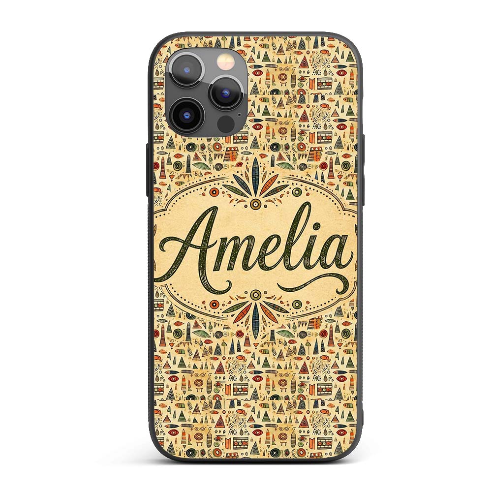 Earthy Tribal Symbols Hand Drawn Ethnic Seamless Custom Name Protective Phone Case Mobile Cover Durable Everyday Smartphone Shock Resistant