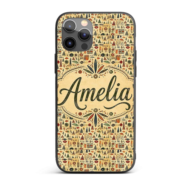 Earthy Tribal Symbols Hand Drawn Ethnic Seamless Custom Name Protective Phone Case Mobile Cover Durable Everyday Smartphone Shock Resistant