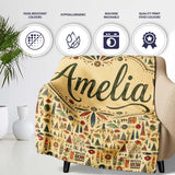 Earthy Tribal Symbols Hand Drawn Ethnic Seamless Pattern Design  Personalised Custom Name Super Soft Fleece Blanket Bed Sofa Throw