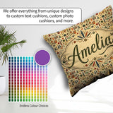 Custom Name Earthy Tribal Symbols Ethnic Seamless Pattern Design Square Filled Cushion Throw Pillow Sofa Bed Home Decor Zip Washable UK Made