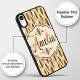 Rustic Feather Tribal Pattern Warm Brown Tones Custom Name Protective Phone Case Mobile Cover Durable Everyday Smartphone Shock Resistant