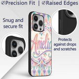 Pastel Geometric Art Deco Watercolor Seamless Custom Name Protective Phone Case Mobile Cover Durable Everyday Smartphone Shock Resistant