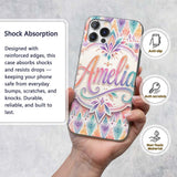Pastel Geometric Art Deco Watercolor Seamless Custom Name Protective Phone Case Mobile Cover Durable Everyday Smartphone Shock Resistant