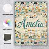Personalised Name Whimsical Tribal Village Custom  Unique Gift Idea Elegant Feature Canvas Wall Art Print Decor Picture Ready to Hang