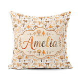 Custom Name Neutral Woodland Animals Minimal Seamless Pattern Square Filled Cushion Throw Pillow Sofa Bed Home Decor Zip Washable UK Made