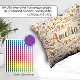 Custom Name Neutral Woodland Animals Minimal Seamless Pattern Square Filled Cushion Throw Pillow Sofa Bed Home Decor Zip Washable UK Made