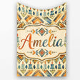 Geometric Tribal Candle Motif Ethnic Pattern Seamless Pattern Design  Personalised Custom Name Super Soft Fleece Blanket Bed Sofa Throw