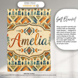 Geometric Tribal Candle Motif Ethnic Pattern Seamless Pattern Design  Personalised Custom Name Super Soft Fleece Blanket Bed Sofa Throw