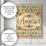 Personalised Name Geometric Tribal Candle Custom  Unique Gift Idea Elegant Feature Canvas Wall Art Print Decor Picture Ready to Hang