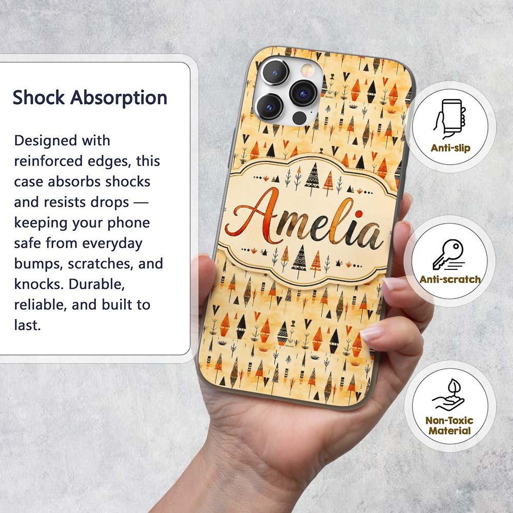 Minimal Tribal Arrow Shapes Earth Tone Seamless Custom Name Protective Phone Case Mobile Cover Durable Everyday Smartphone Shock Resistant