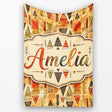 Abstract Tribal Triangle Shapes Warm Earthy Seamless Pattern Design  Personalised Custom Name Super Soft Fleece Blanket Bed Sofa Throw