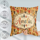 Custom Name Abstract Tribal Triangle Shapes Warm Earthy Seamless Square Filled Cushion Throw Pillow Sofa Bed Home Decor Zip Washable UK Made